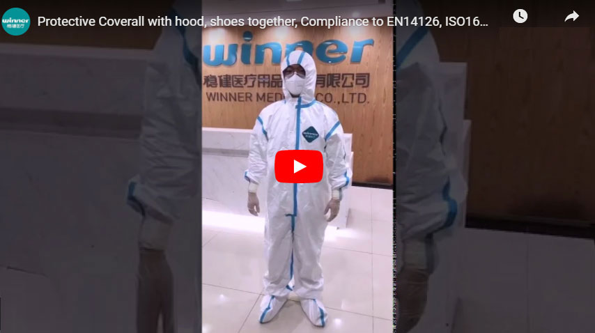 Protective Coverall with Hood, Shoes Toge, Compliance to EN14126, ISO16603 & ISO16604.