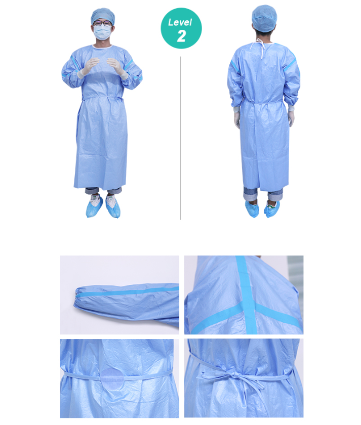 Winner Medical Releases Purcotton Isolation Gown with White Non-woven Laminated with Blue PE